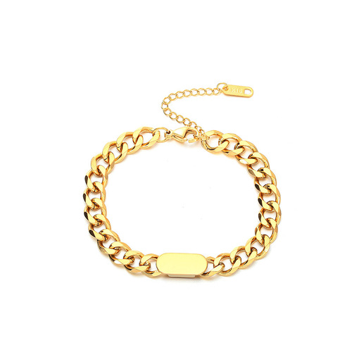 European and American thick chain titanium steel bracelet female trendy Internet celebrity ins hip-hop niche cold style wrist chain non-fading accessories