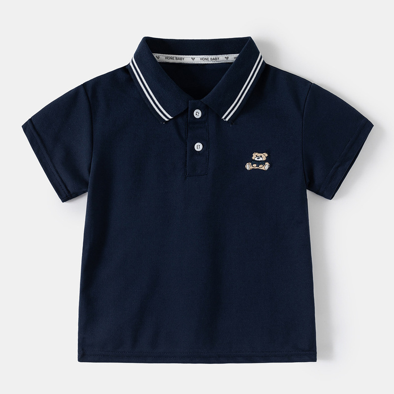 男児Polo 2025年夏新作子供ストライプ半袖男児赤ちゃんストライプ半袖ポロシャツファッション|undefined