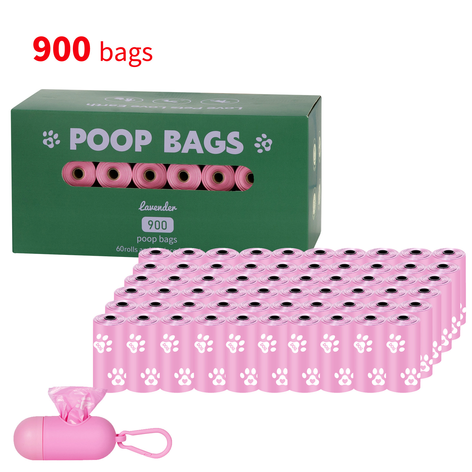 Nueva bolsa de mierda degradable ecológica para perros, bolsa de heces portátil, dispensador de clip de manos libres, bolsa de basura para mascotas