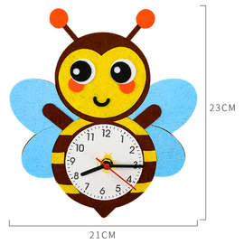 DIY座钟手工钟表卡通时钟认识时间儿童制作材料包幼儿园钟面教具