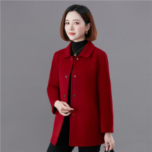 双面尼100羊毛大衣女短款小个洋气妈妈高级感西装毛呢外套PND306