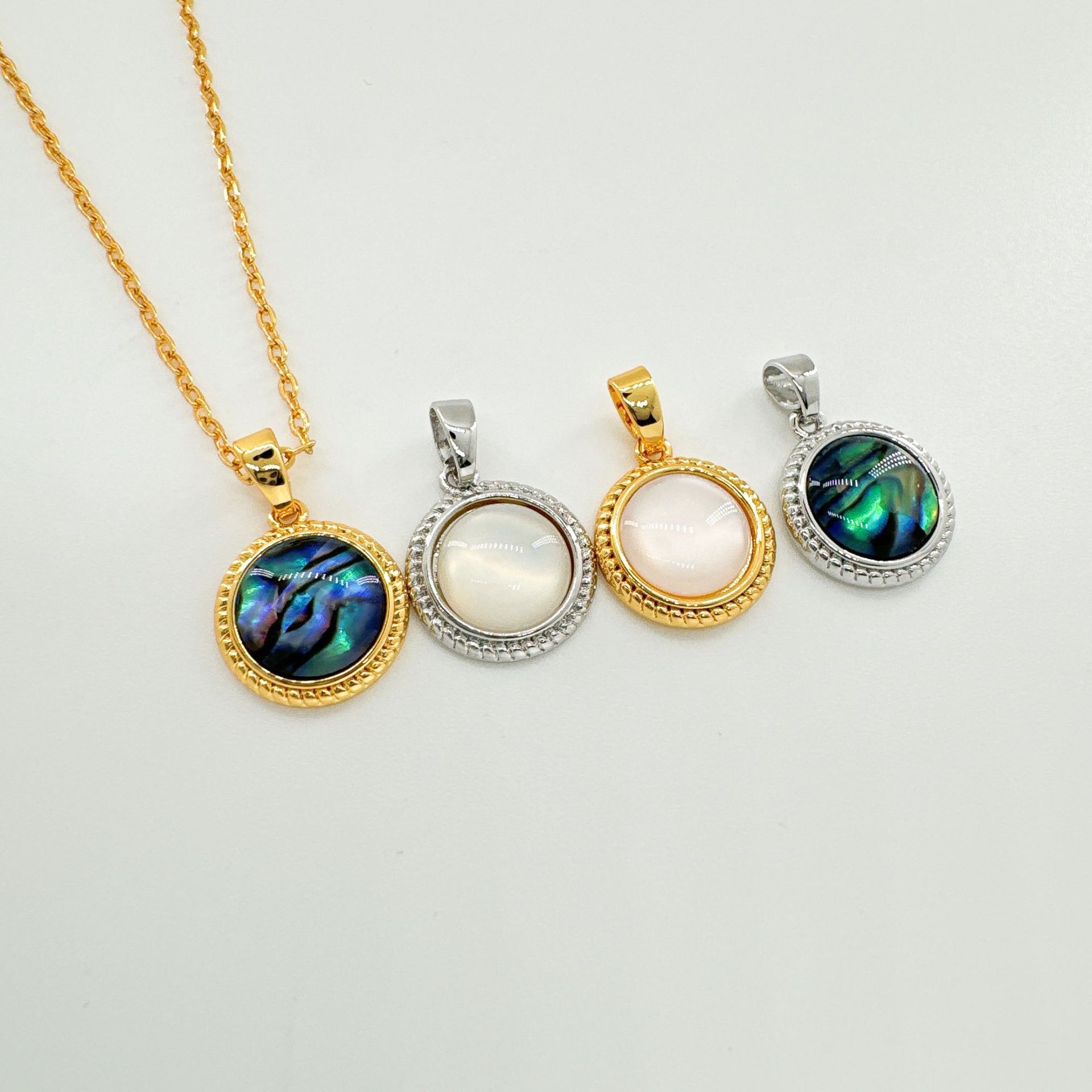 5g Weight Pendant Jewelry Making Type 1 Piece Copper Abalone Shell Round Pendant