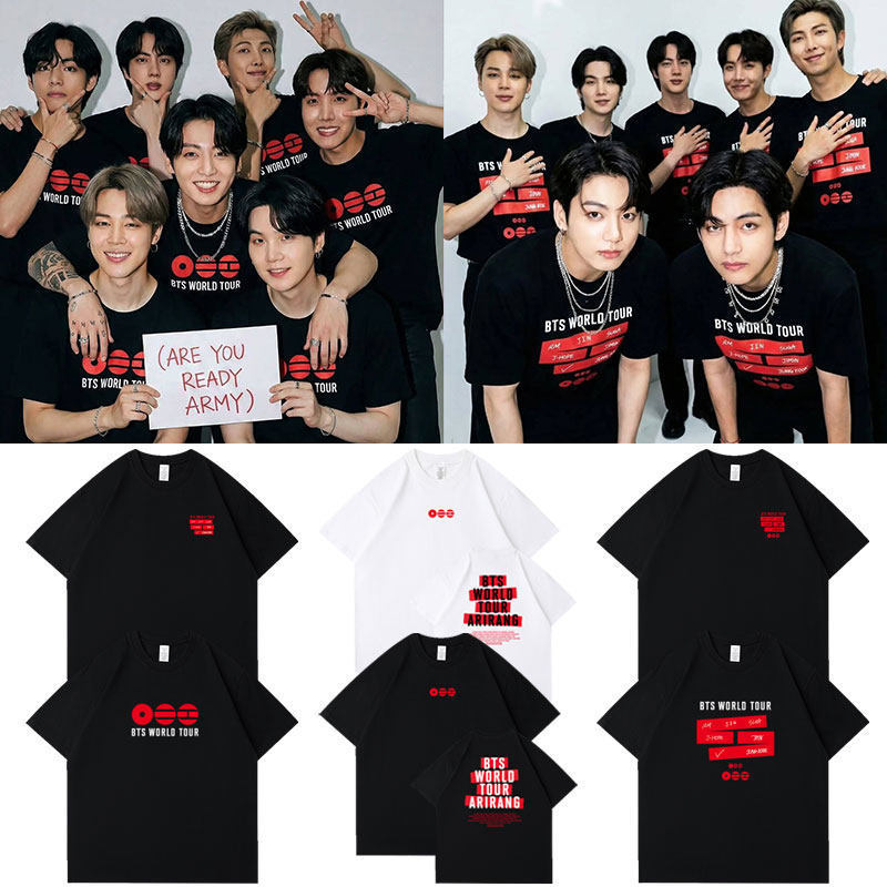 Bts 2026 World Tour Concert Merchandise Short-Sleeved T-Shirt 230g Heavyweight Printed Cotton
