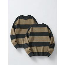 C 20097 Color Block Stripe Soft Knit Sweater ƴɫ�l�yᘿ���