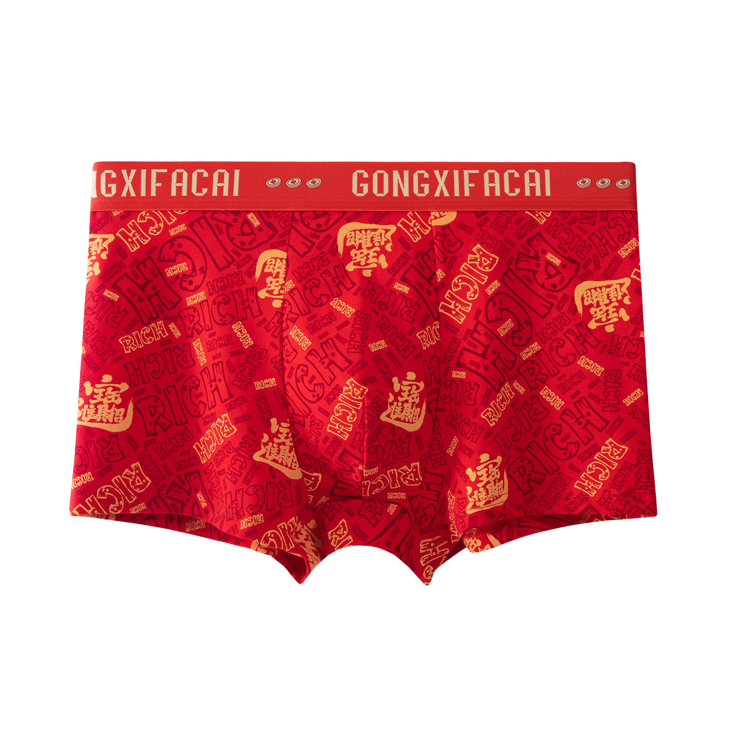 Año Nuevo pantalones interiores rojos de hombre algodón impresión de tendencia 10A antibacterianos cómodos y transpirables pantalones de transporte juvenil