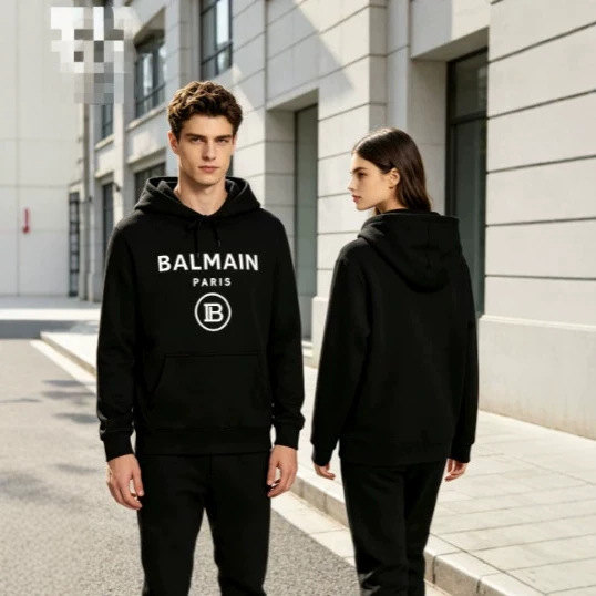 2026 new Balmai long-sleeve sweatshirt, unisex, with letter print, loose fit, fleece-lined, trendy casual top 2026 new Balmai long-sleeve sweatshirt, unisex, with letter print, loose fit, fleece-lined, trendy casual top