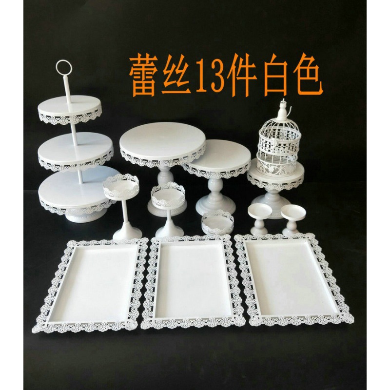 Estante de bocadillos de estilo europeo, tabla de postres, estante de exhibición, adornos de hierro forjado, estante de pastel de boda, set de 12 piezas image 12