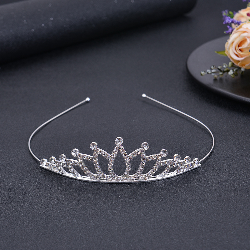 Diadema de corona de diamantes de imitación para niños, peine para el cabello, accesorios para el cabello para niñas, espectáculo de vacaciones para bebés, tocado de novia, cristal chapado en oro