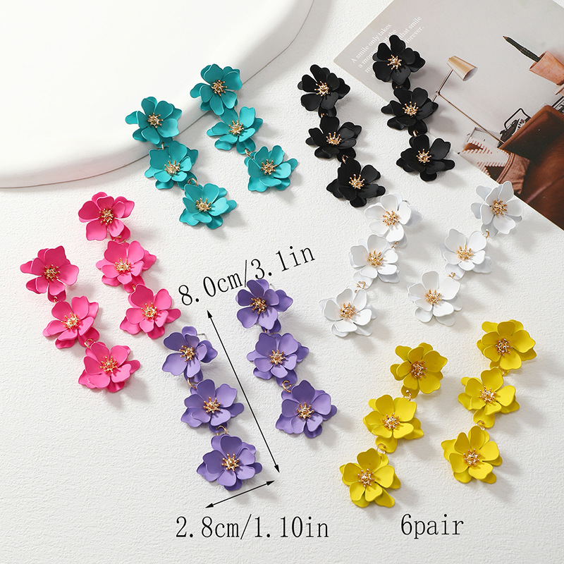 Universal fashionable long brand Korean red earrings