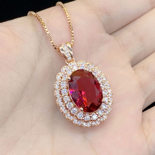 Elegant ruby tourmaline golden pendant