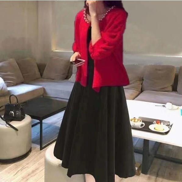 两件春季遮肉2025年妹妹套装女新款大码胖泫雅风洋气心机连衣裙初|undefined