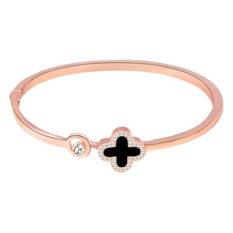 Factory direct Korean fashion lucky four-leaf clover bracelet simple rose gold bracelet versatile popular open bracelet