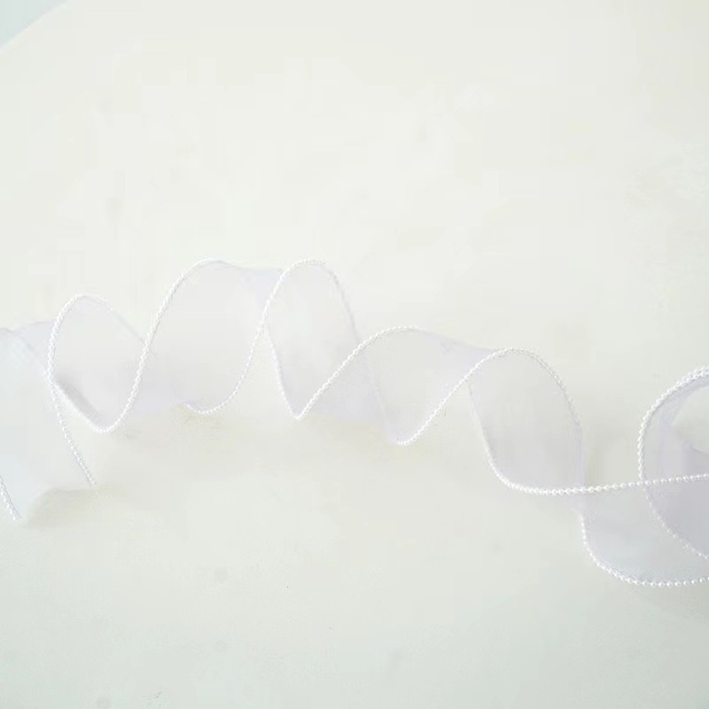 Venta al por mayor 4cm fishtail Hilado pastel decoración borde flor embalaje perla transparente hilo ramo hornear cinta en stock