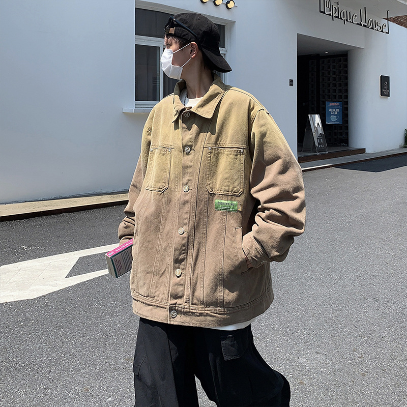 Demi-season trend denim men's Japanese jacket