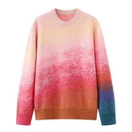 现货2025冬新款宽松撞色休闲慵懒风软糯针织衫毛衣3J4E461