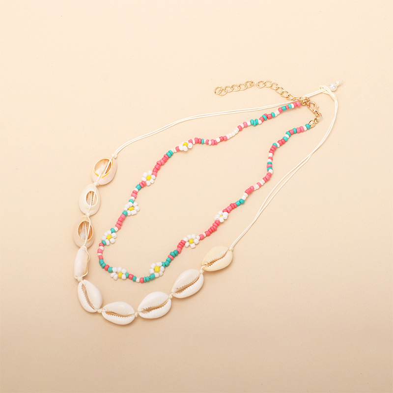9g Weight Necklace Classification Wedding, Travel Occasion Women'S Gender Inlaid Shell Design Nihaojewelry Ethnic Style Shell Rice Beads Multi-layer Necklace Wholesale Jewelry 4