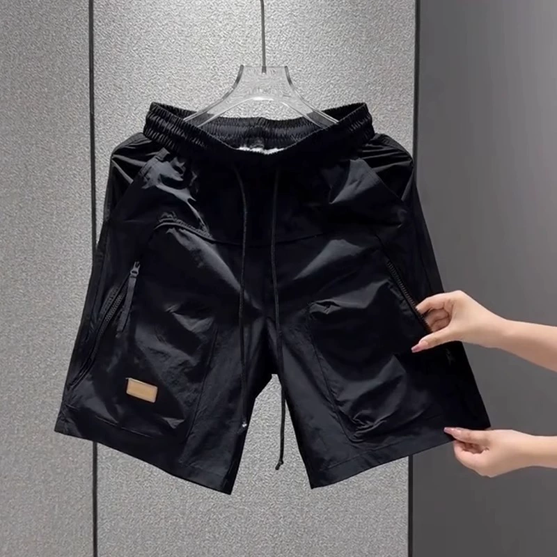 Мужские летние тонкие шорты 2025, стильные мужские карго-шорты, свободные прямые шорты средней длины для активного отдыха, модные