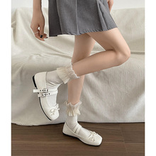 白色方头法式复古浅口平底单鞋女2024新款夏季配裙子芭蕾玛丽珍鞋