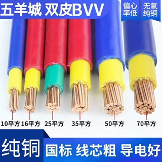 家用BVV10/16/25/35/50/70平方国标阻燃铜芯双塑电线电缆工厂直销