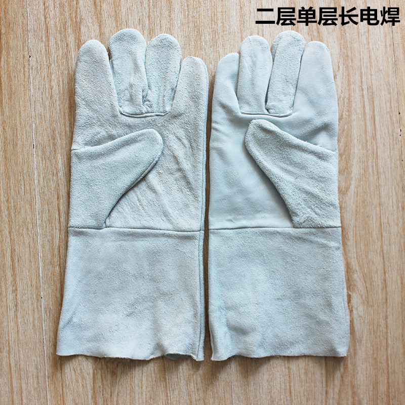 工厂长款牛皮电焊手套 防护皮手套防割劳保作业长皮手套