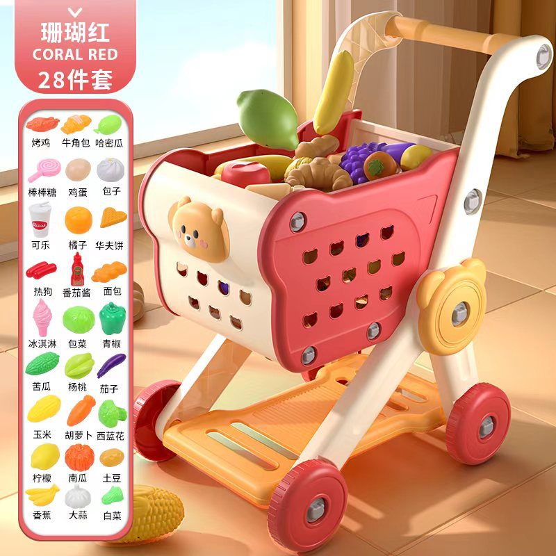 Carrito de compras juguetes para bebés pequeños carritos de mano para niños en casa Fruit Chopper Supermercado para niños y niñas cocina para niños