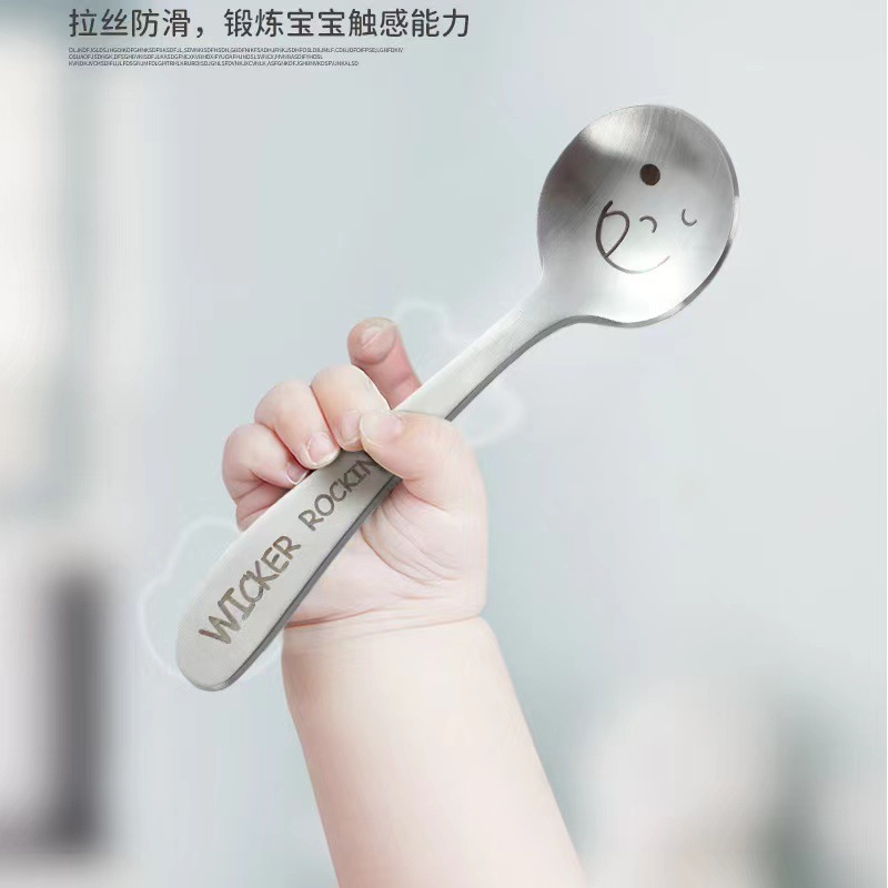 304 stainless steel children's spoon kindergarten cartoon tableware baby feeding spoon cute feeding fork