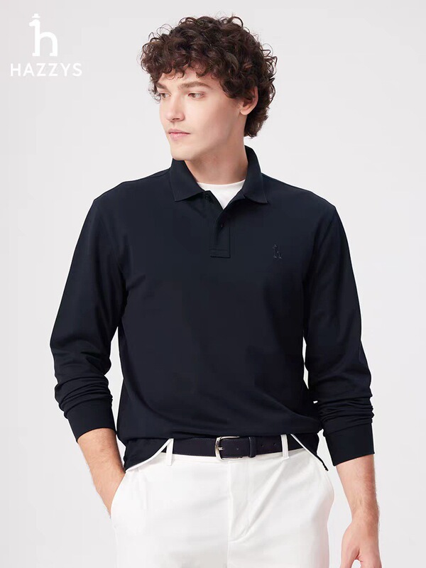 Hazzys/哈吉斯25秋季新款男Polo衫长袖T恤休闲上衣一件代发|undefined