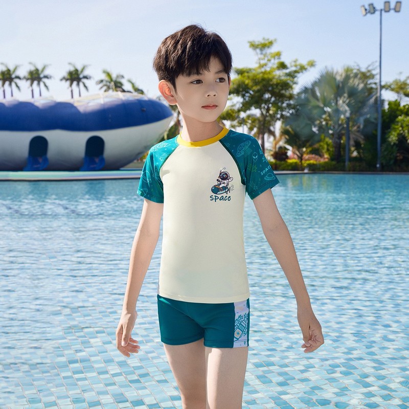 子供の水着の男の子の夏の長袖のワンピースの半袖の水着のズボンの小さい中の大きい子供の赤ちゃんの専門の速乾の水着|undefined