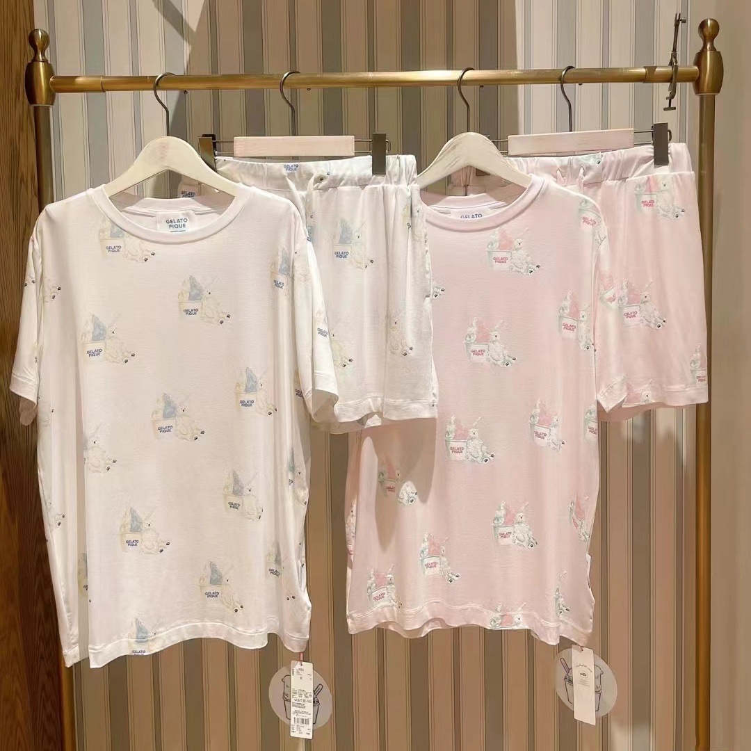 夏GP新型カップルパジャマ女性夏タイプ男性モーダルホッキョクグマ半袖半ズボン家庭服セット