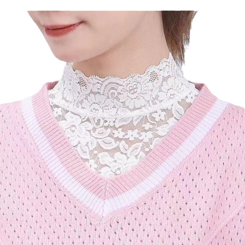 All-matching new fake collar women's high elastic lace pullover plus size bottoming vest decorative lace collar