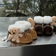儿童潮趣卡通小熊雪地靴2025冬季新款男女童厚底防滑加厚保暖棉靴