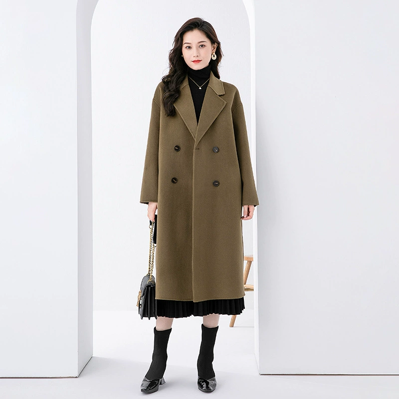 Демисезонное двустороннее шерстяное пальто, oversize, корейский стиль