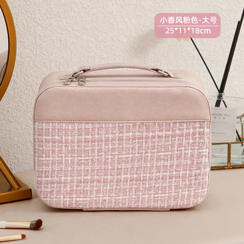 Bolsa de cosméticos de cuero caja de almacenamiento de gran capacidad para mujeres caja de cosméticos Portátil Bolsa de almacenamiento de cosméticos de alta apariencia al por mayor