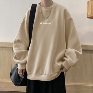 Cross-border foreign trade autumn new round neck sweater men's oversize niche design sense printed plus size bottoming shirt