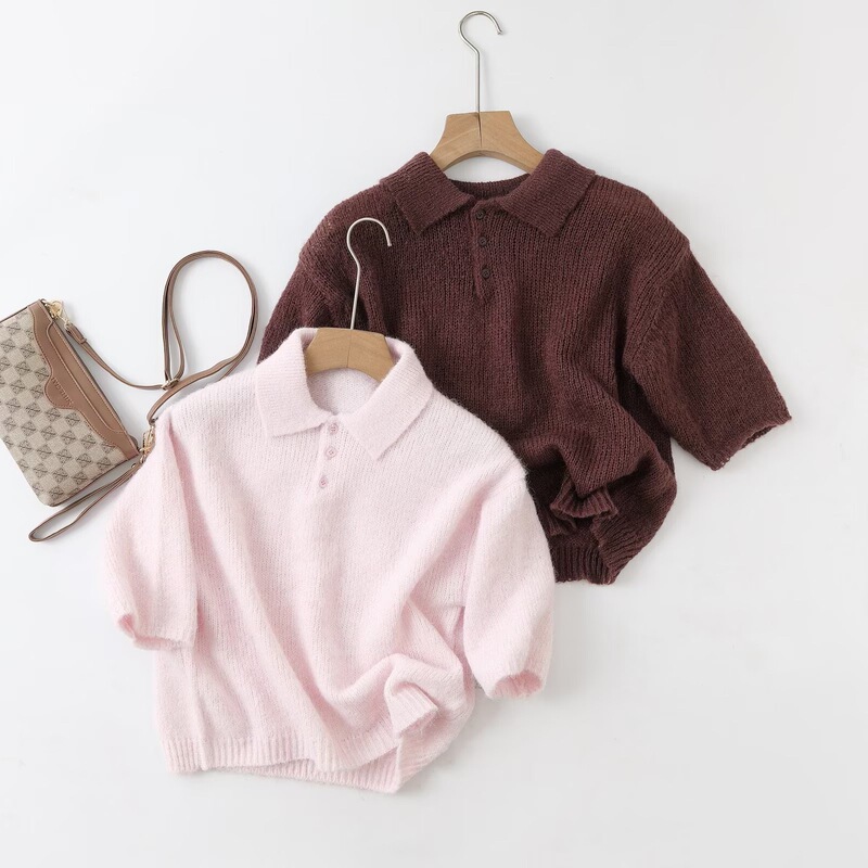 Bm&Md&Za Early Autumn New Women's Commuter Fashion P0L0 Collar Short-Sleeved Knitwear 05696916701
