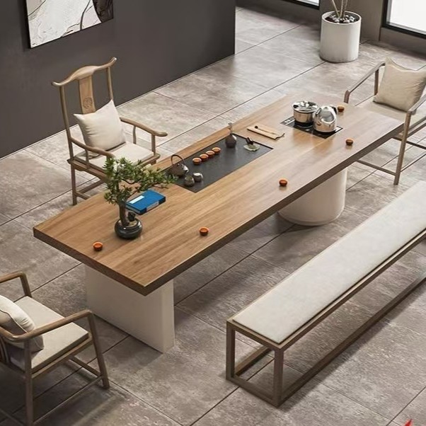 [인기 벤치] 티 테이블 1.4m개 + 호스트 의자 + 벤치 1.4m개 + 게스트 의자 2개