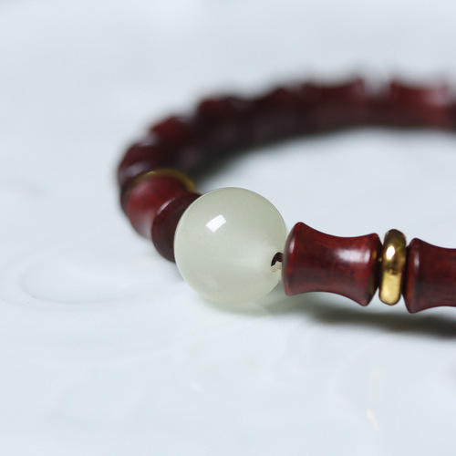 Small Leaf Rosewood Blood Rosewood Bamboo Section High Rise Bead Bracelet, Moonlight Stone Running Ring Novelty Bracelet for Men and Women, Buddhist Prayer Beads