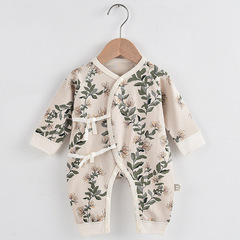 無骨丹麥新生兒哈衣睡衣初生寶寶剛出生寶寶衣服系帶連體軟糯舒適