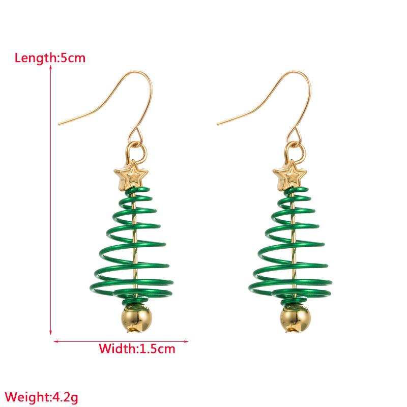 8g Weight Electroplating Gold Plating Process 1 Pair Fashion Christmas Tree Enamel Alloy Drop Earrings