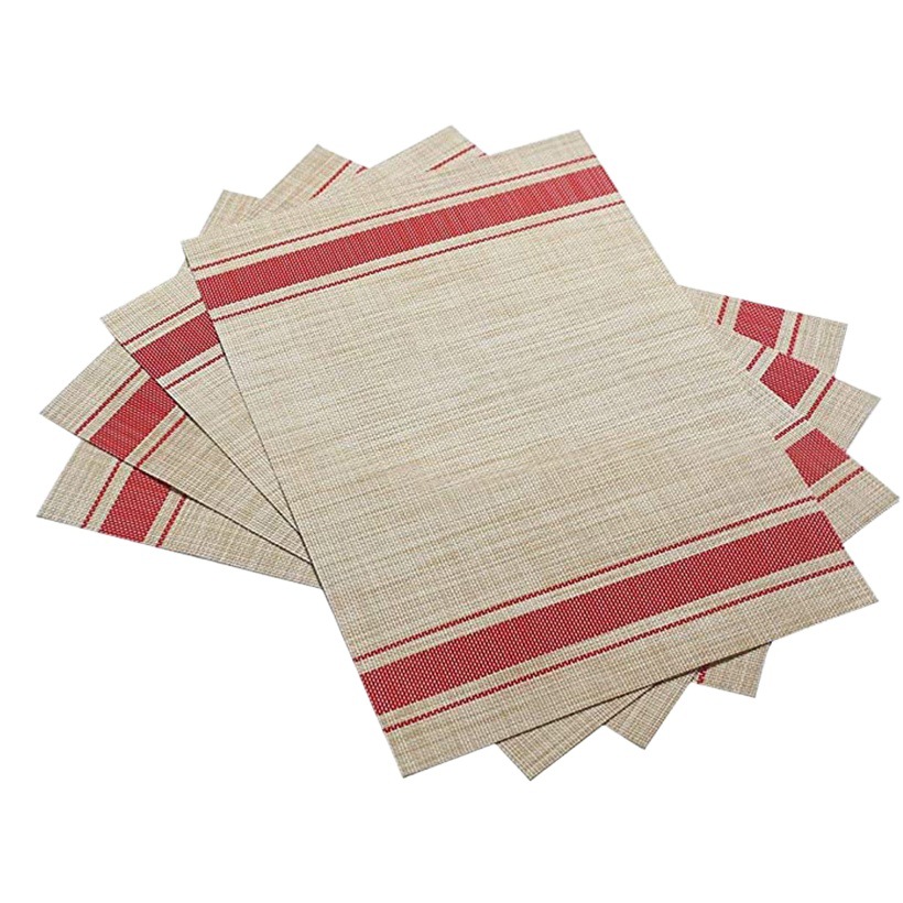 Mantel de PVC Lino japonés raya antideslizante mantel fácil limpieza trenzado occidental alimentos calor aislamiento estera montaña tabla bandera