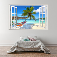 Manufacturer wholesale supply direct supply beach coconut tree landscape wall stickers living room bedroom children's room decorative painting 6620A