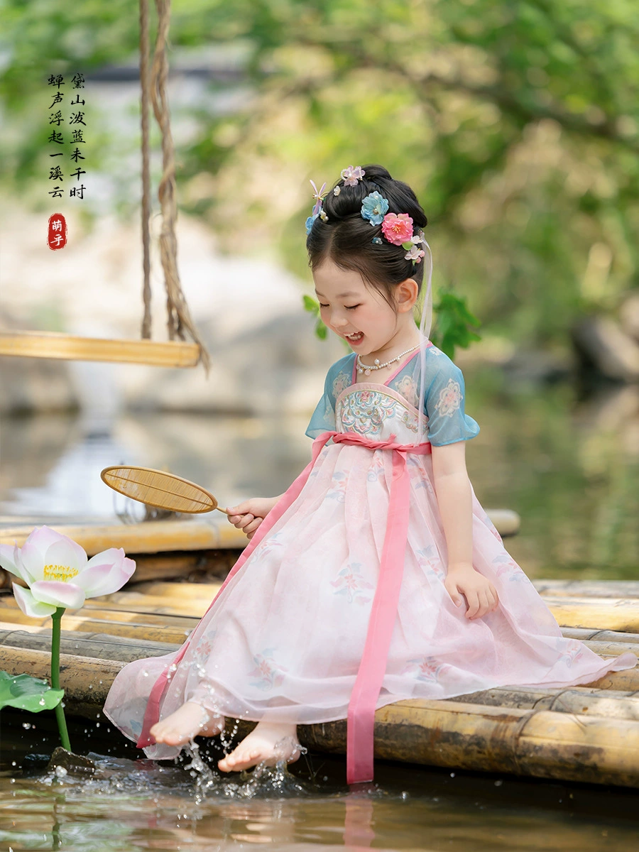 Summer Hanfu, girl's skirt, dress, 25 years, with embroidery