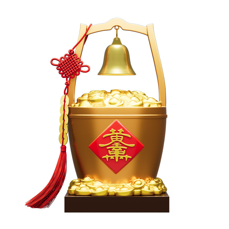 新中式创意一桶金工艺品摆件客厅玄关酒柜装饰品招财进宝乔迁礼物|undefined