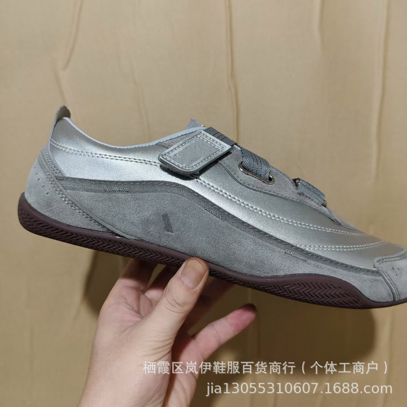 迪家2025年新款魔术贴复古德训鞋女平底休闲运动芭蕾小众女鞋纯原|undefined