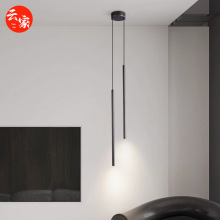 极简全铜卧室床头长条吊灯简约现代轻奢线条高档客厅背景墙吊线灯