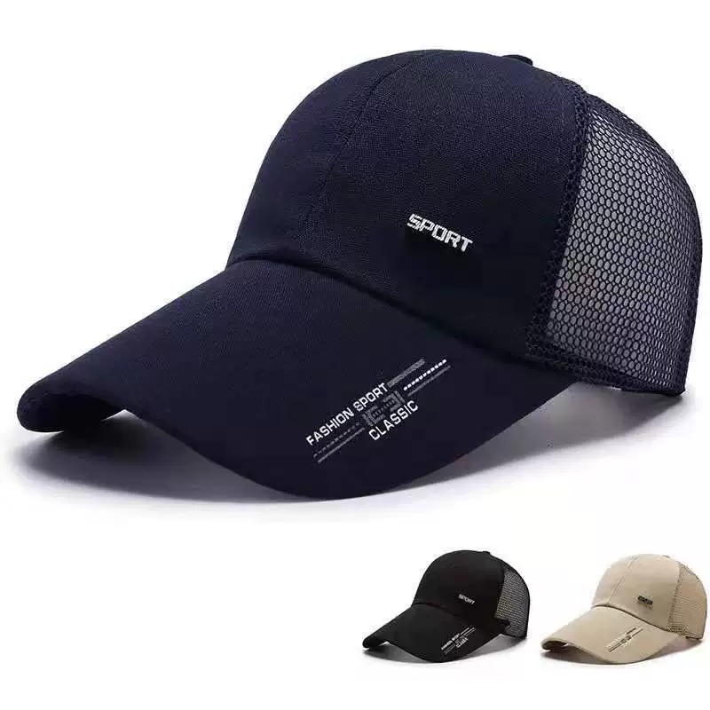 Шляпа на весну и лето с длинными полями корейская модная Повседневная Спортивная Кепка мужская парусиновая сетчатая Кепка Солнцезащитная бейсболка