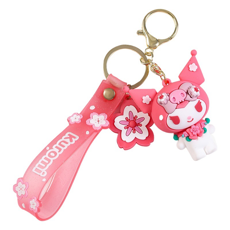 Celebridad en línea Sanrio Cherry Blossom diario color transparente correa de mano llavero hombres y mujeres colgante de coche exquisito bolso adornos al por mayor