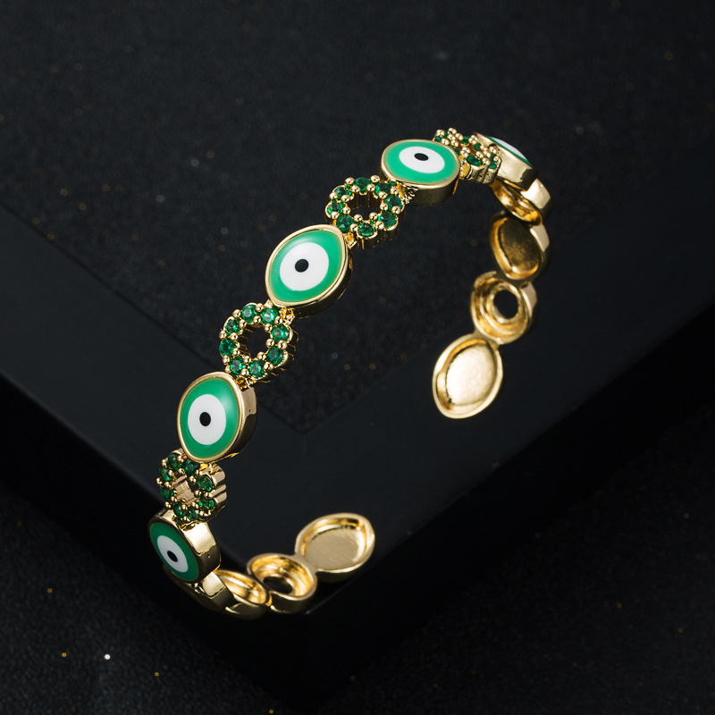 fashion new copper gold-plated dripping oil devilu0027s eye open bracelet