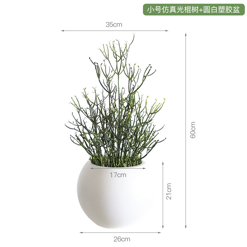 Chậu nhựa trắng tròn cây đơn mô phỏng nhỏ