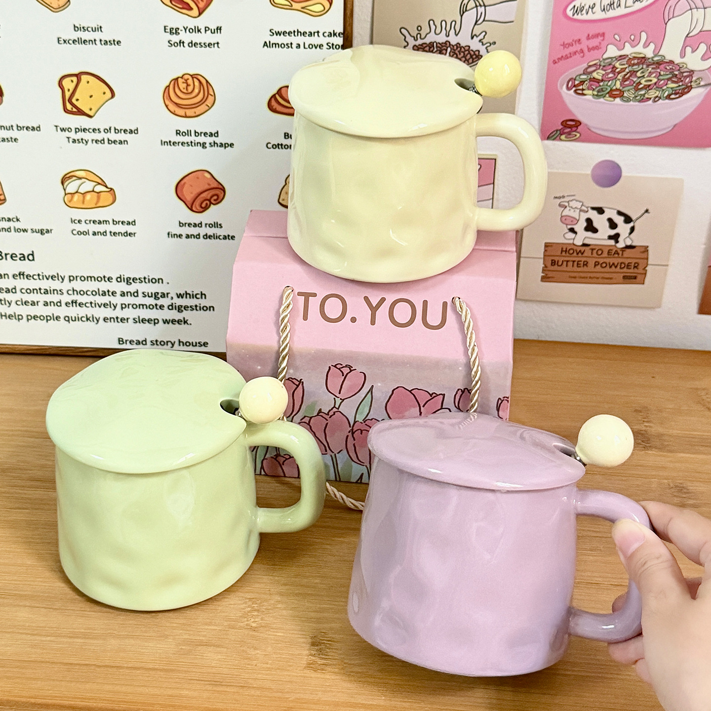 Taza de cerámica de color esmaltado regalo de cumpleaños nicho de diseño taza de alto valor facial para niñas taza de agua casera pareja